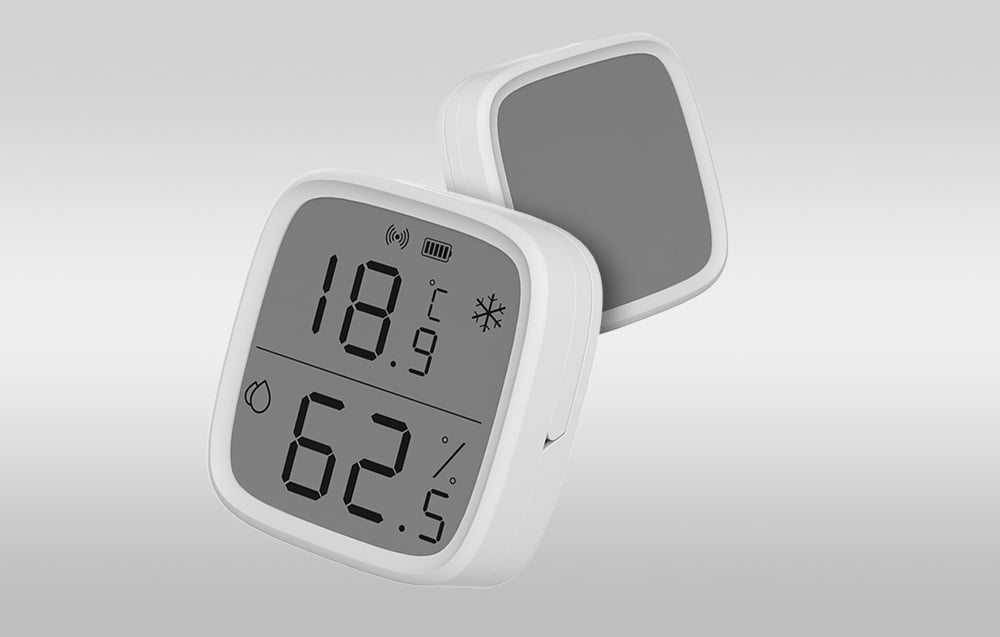 2 temperature and humidity sensors on a light background