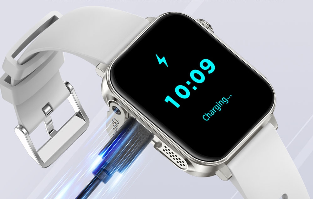 Smartwatch connected to charging.