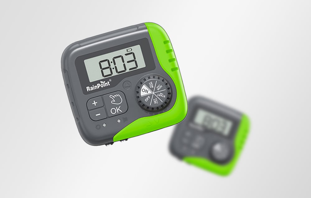 Artistic shot of two RainPoint controllers against a light background, with one device intentionally blurred in the background