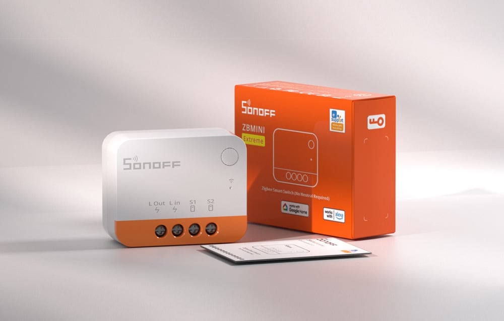Sonoff ZBMINI Extreme set with module, instructions and orange box