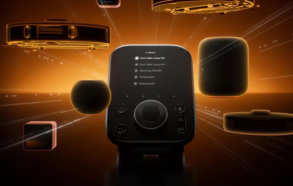 Matter remote control interface with list of connected devices and home scene control options