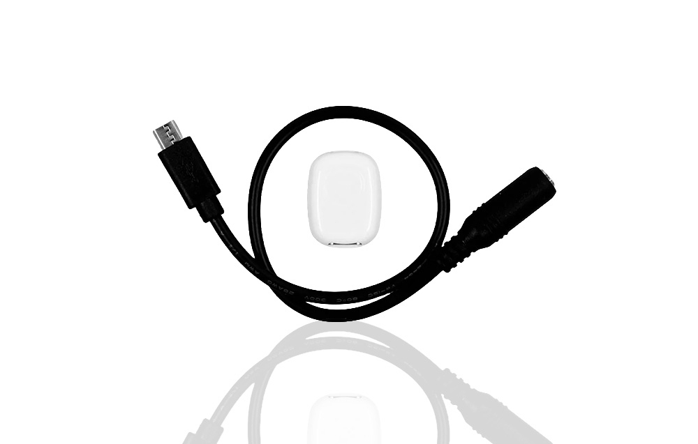 Universal Shelly sensor with USB-C cable on a white background