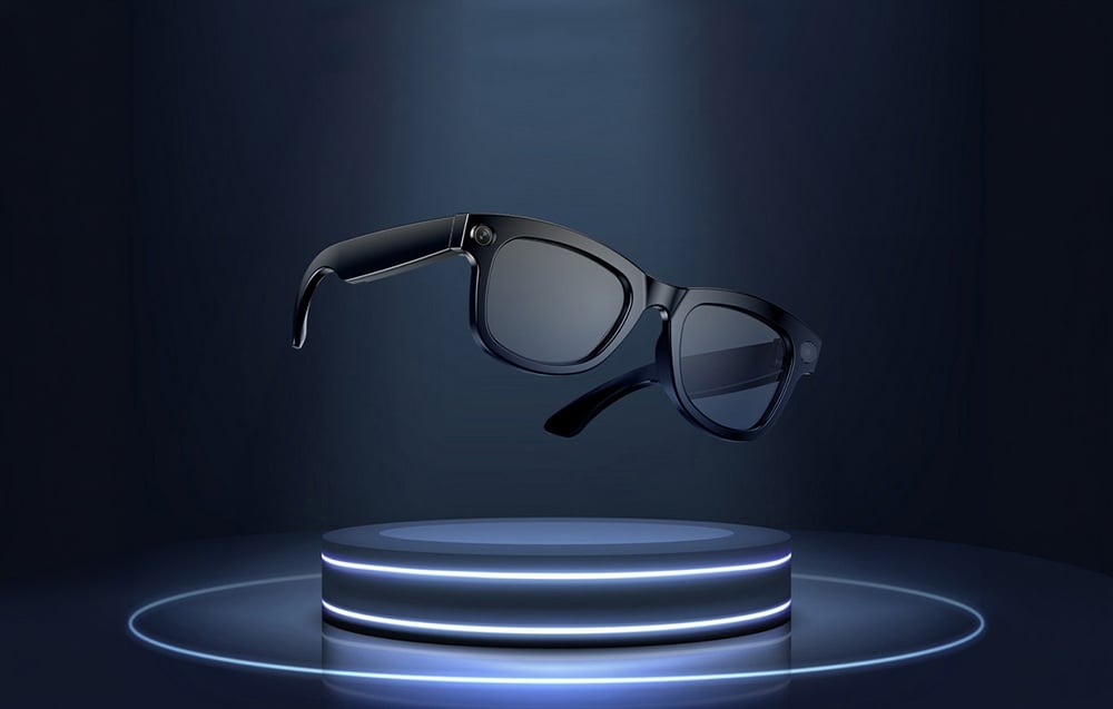 Zeblaze AI glasses on a dark background