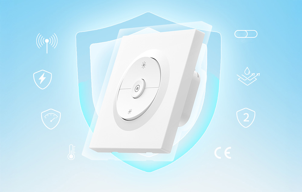 Wall switch against a blue background