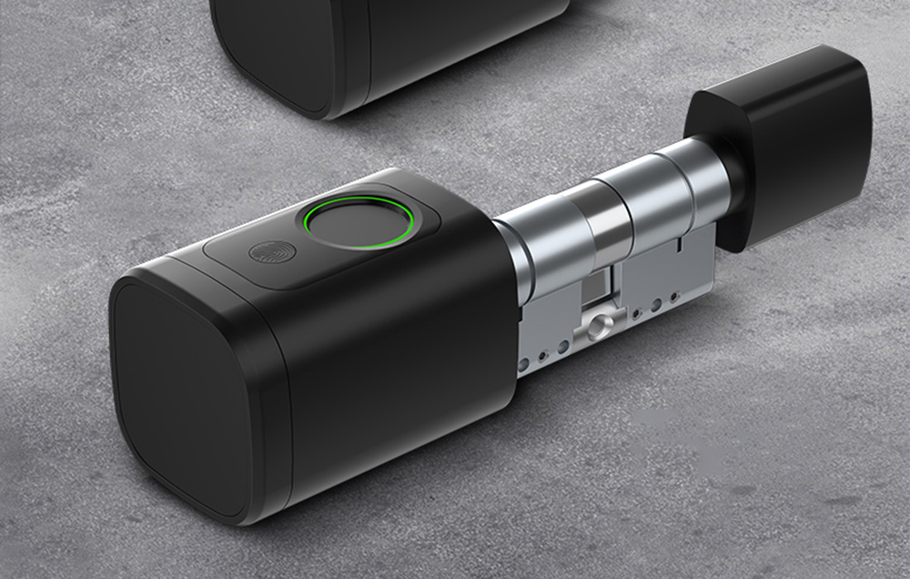 Black insert for digital lock on gray table