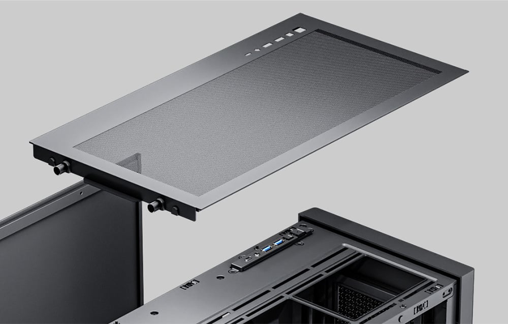 Black computer case with detached panels