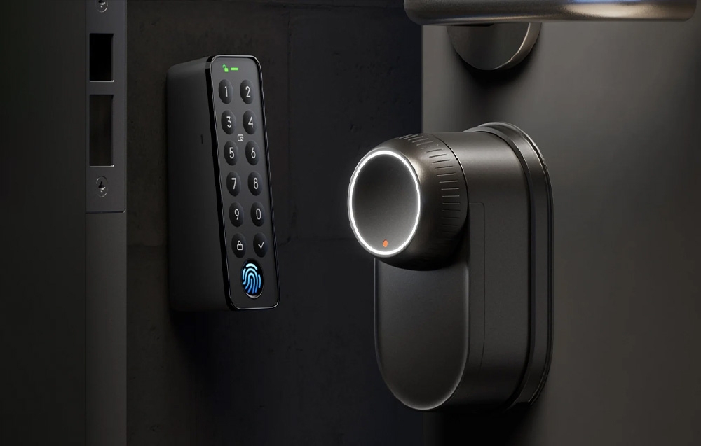 SwitchBot electronic lock with illuminated ring and numeric keypad with fingerprint reader