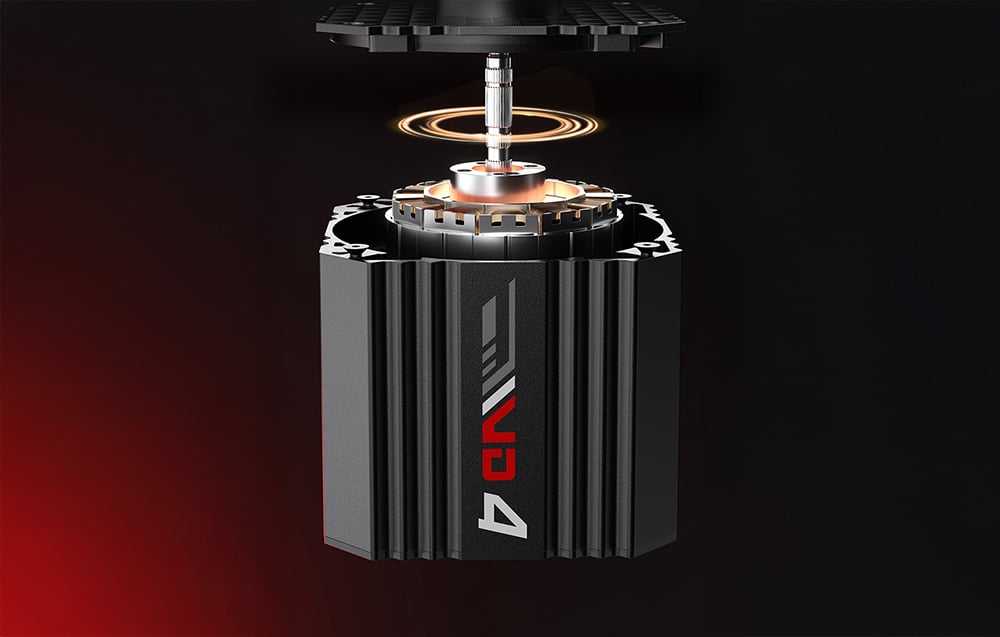 VD4 steering wheel base on a dark background