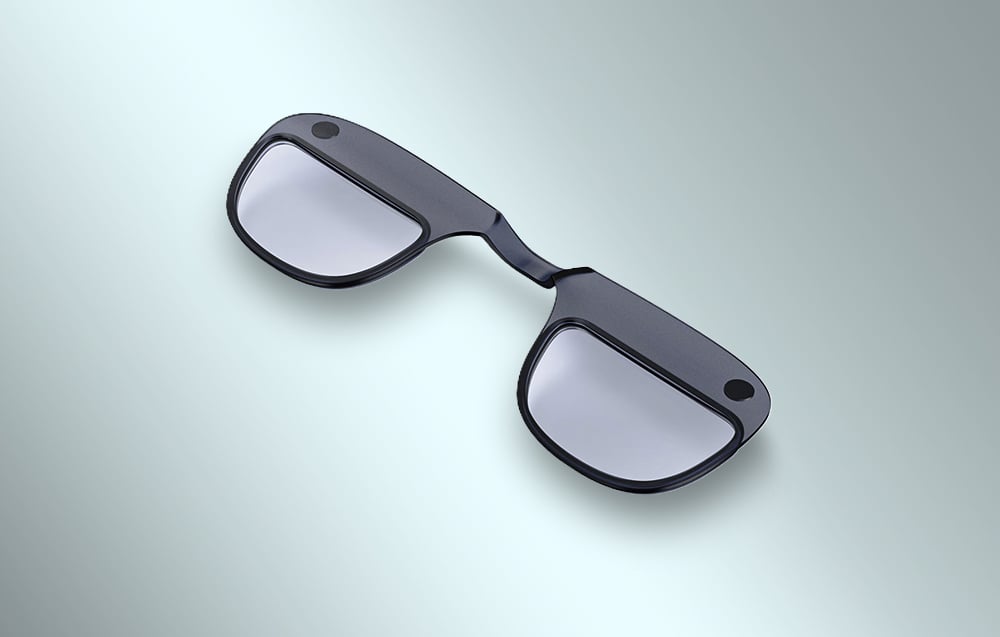 Prescription lens frame for VITURE Luma XR glasses on a light background