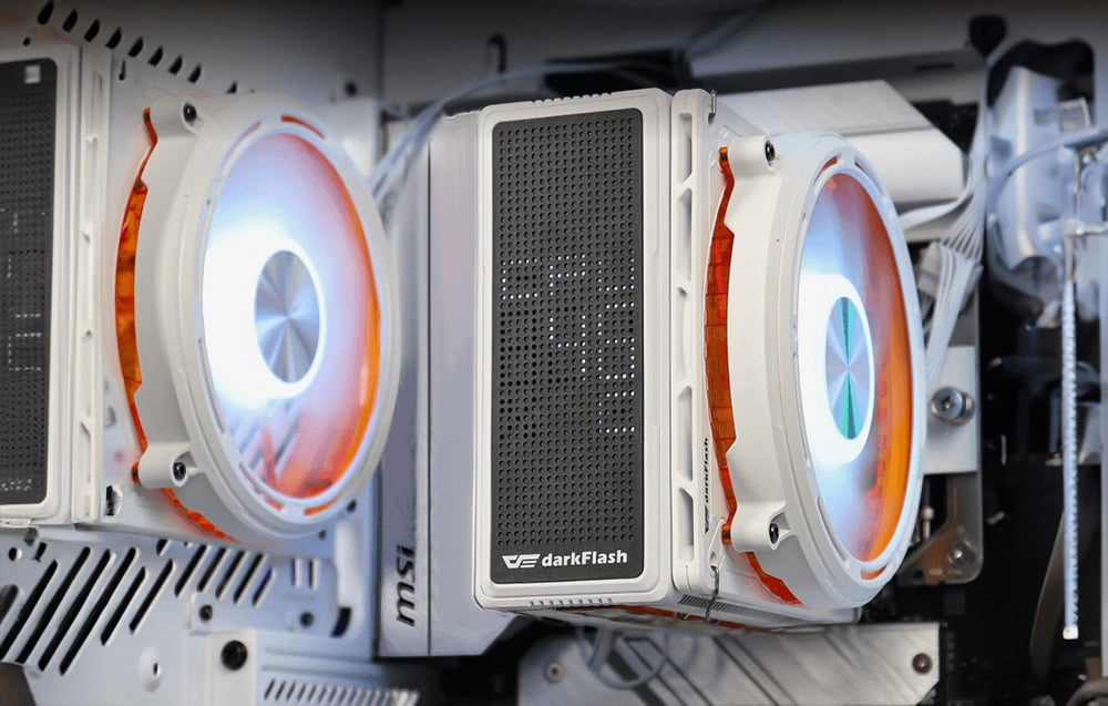 2 sets of Darkflash active cooling in the computer case