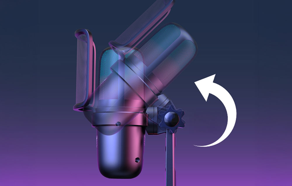 Black microphone with adjustable tilt angle