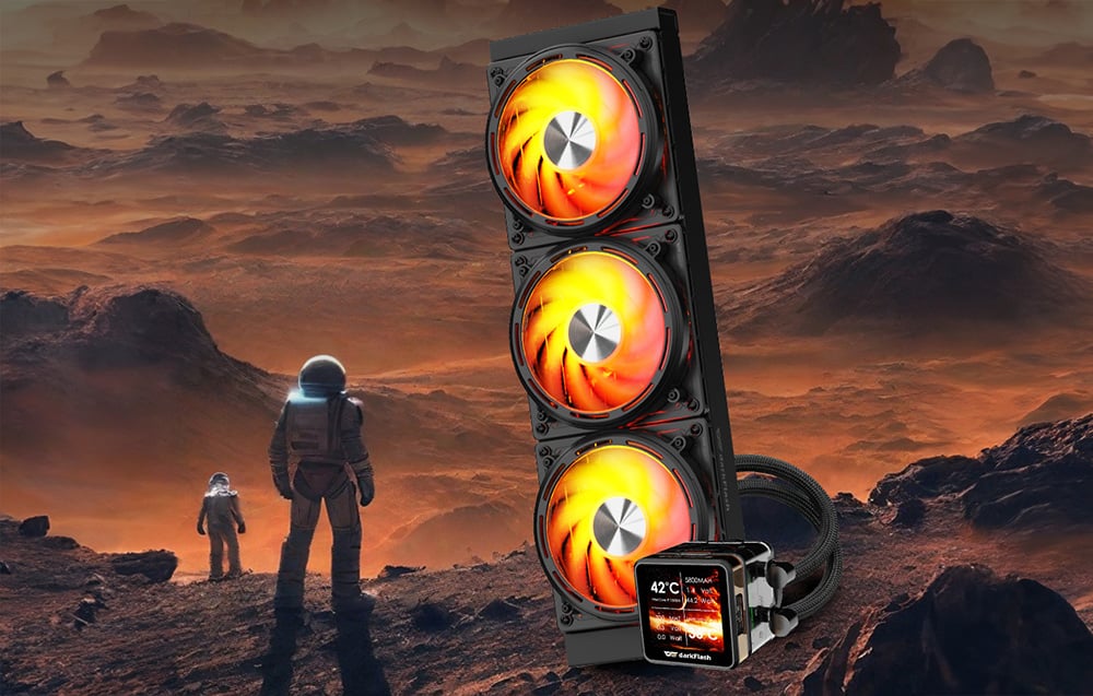 Water cooling with IPS display, next to astronauts