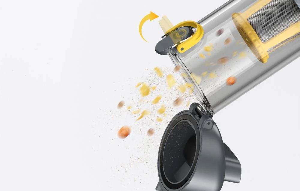Dumping dirt from the tank of the portable vacuum cleaner,