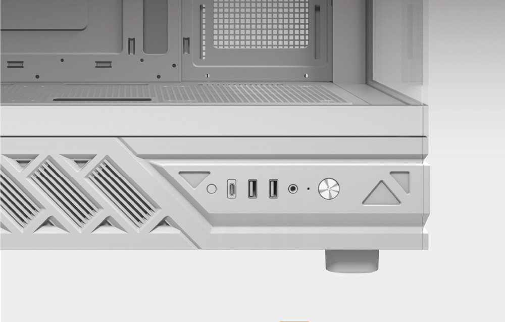 Computer case panel with ports and power button