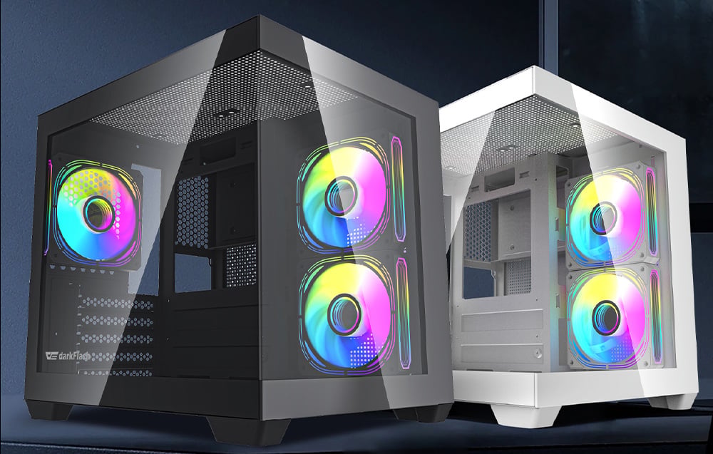 Two Darkflash C275P cases in black and white standing side by side.