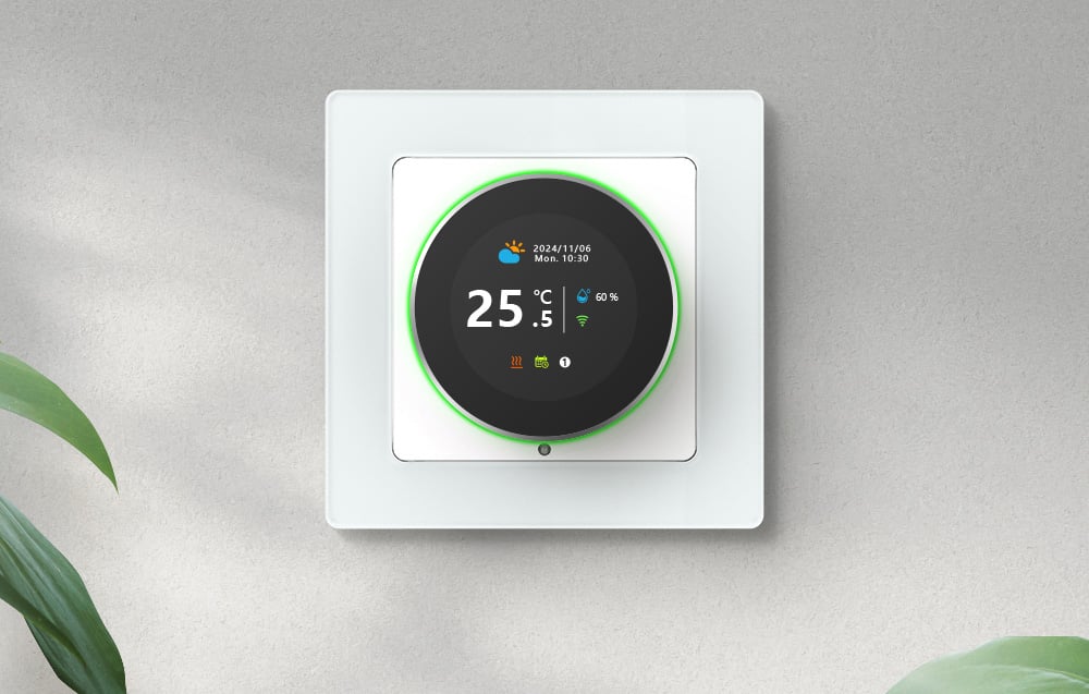 Smart thermostat with bright wall display