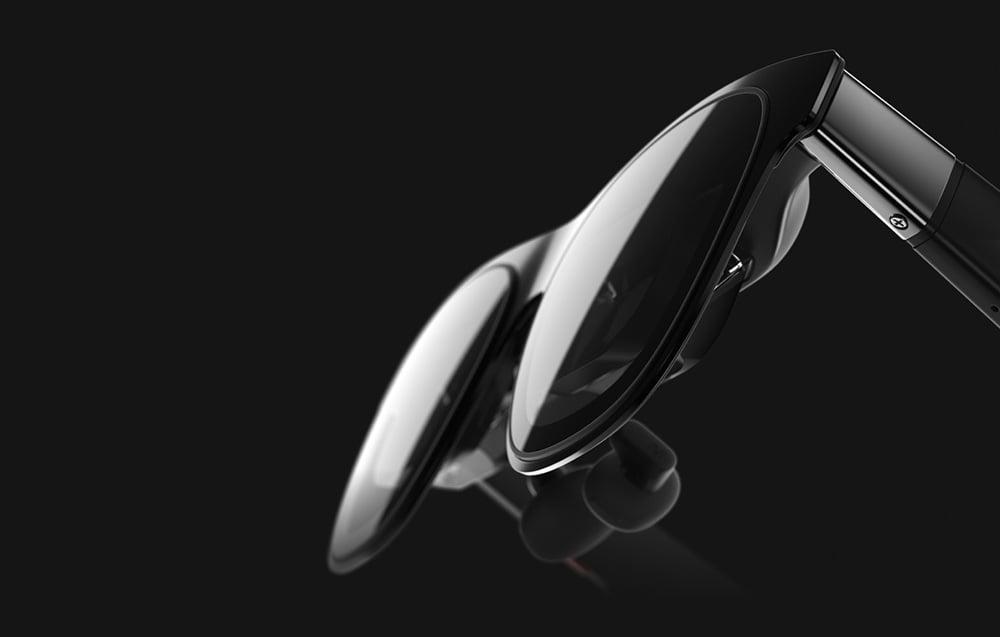 dark AR glasses on a black background