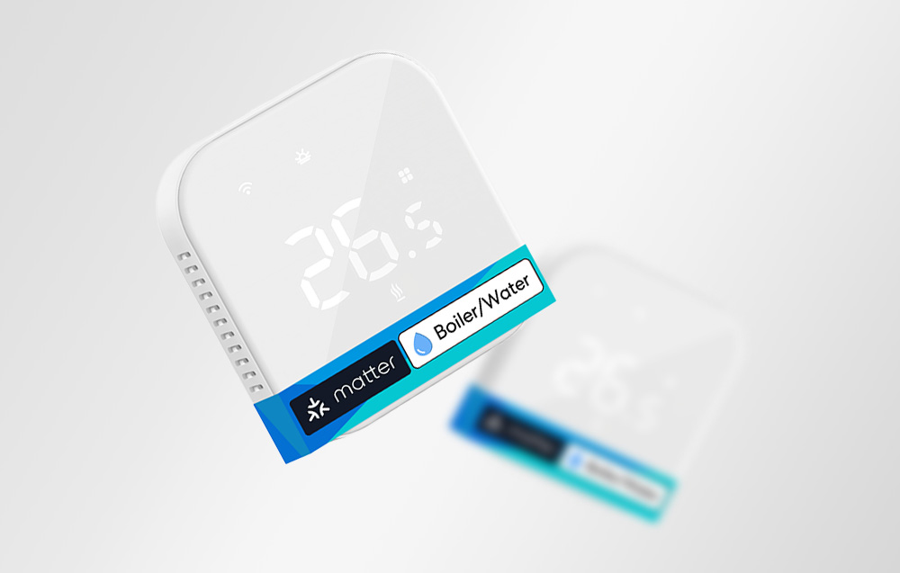 Two Meross thermostats, one in sharp focus in the foreground, the other blurred in the background