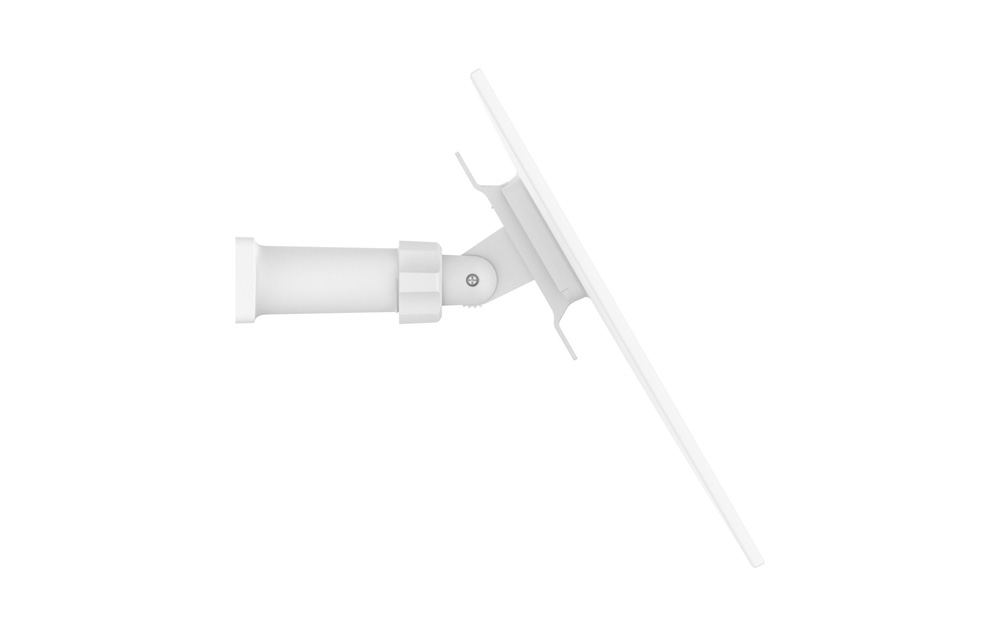 Solar panel with a white mount, side view on a white background