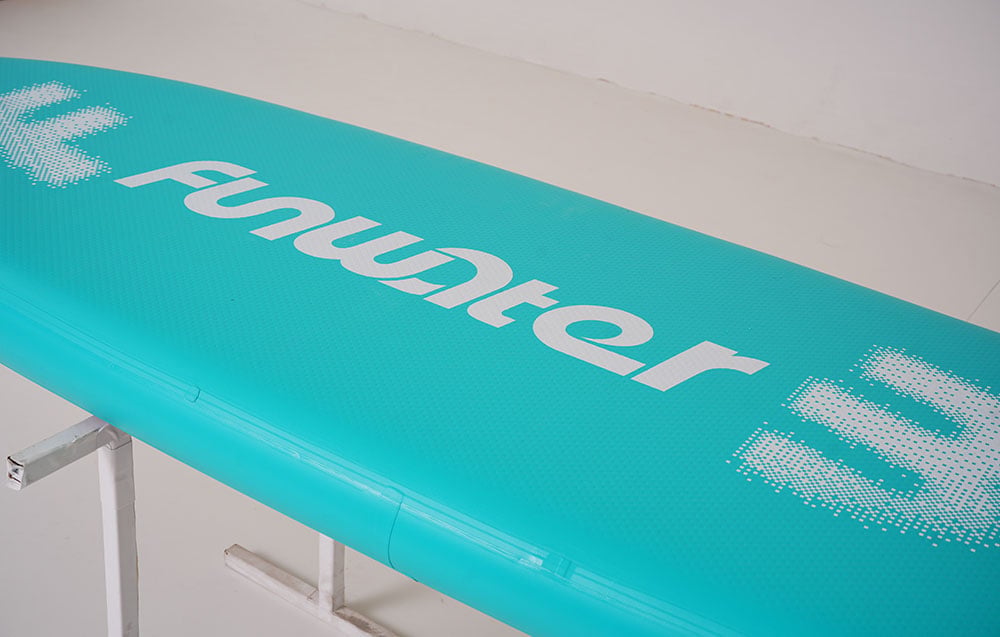 Blue Funwater swimming board on a special stand