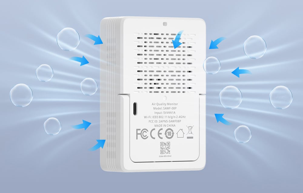 Air quality meter on a white background