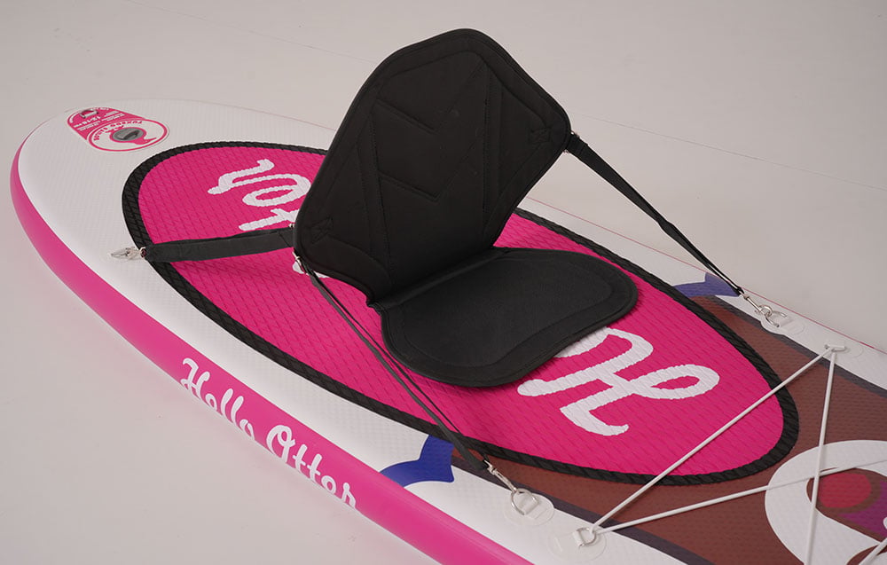 Pink board with black seat attached