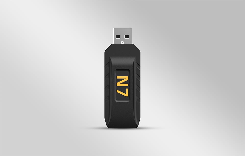 Black wireless USB adapter with