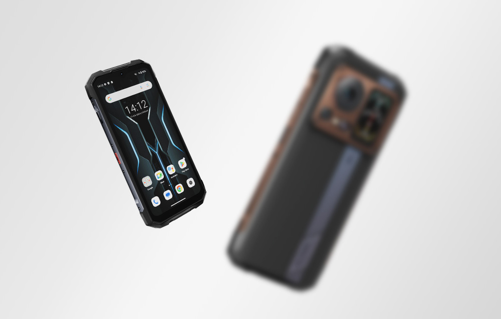 The front of the HOTWAV smartphone floating in the air, showing the operating system interface on a bright background.