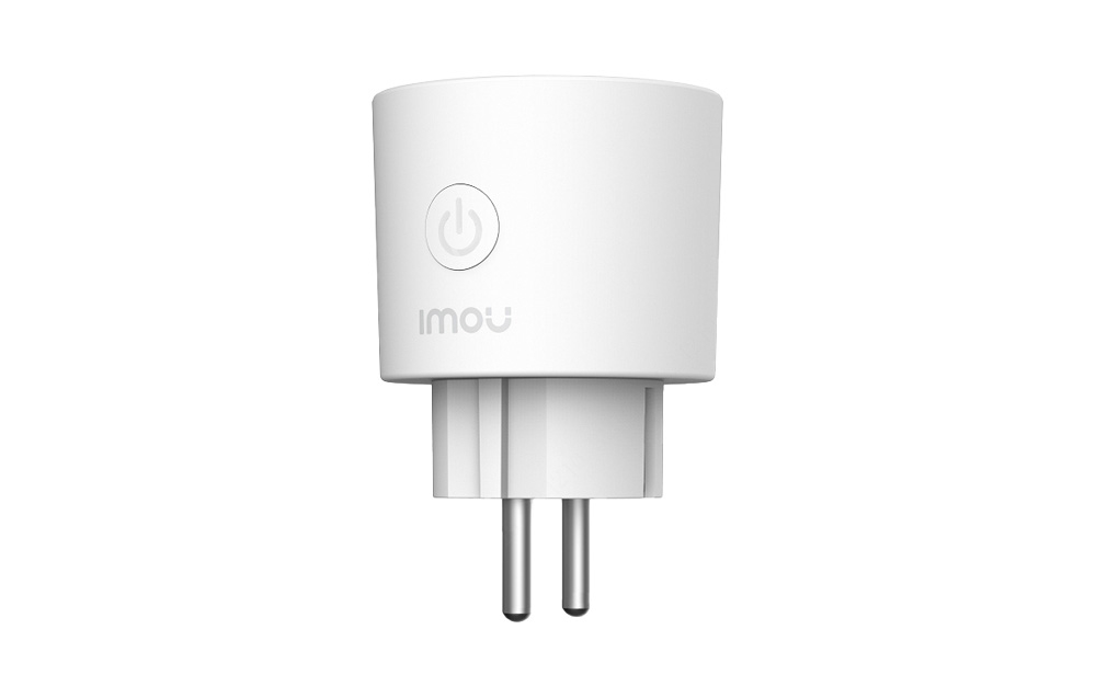 Two white Imou smart plugs with a power symbol, shown against a clean white background