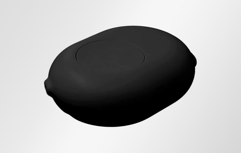 Black accessory for Shelly controllers on a light background.