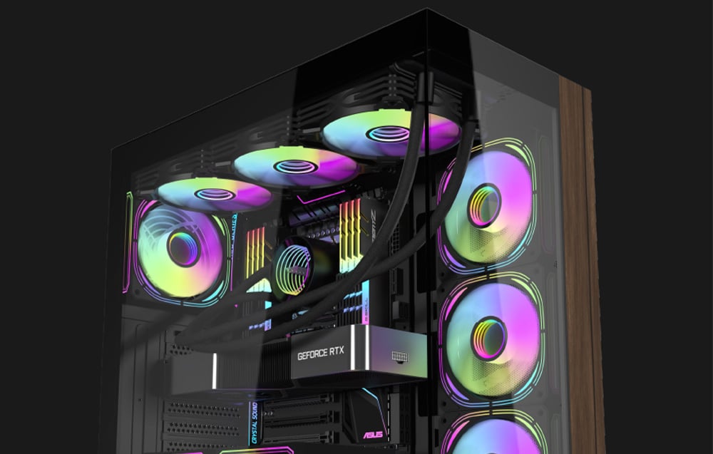 Darkflash DS900W computer case in black.