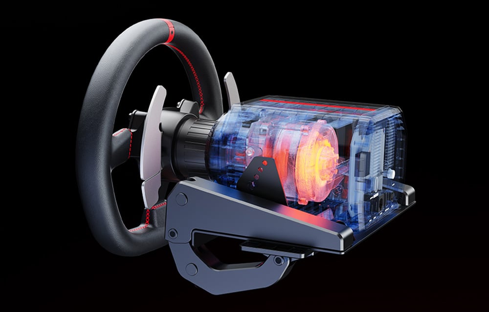 Transparent interior of the unit with illuminated internal components