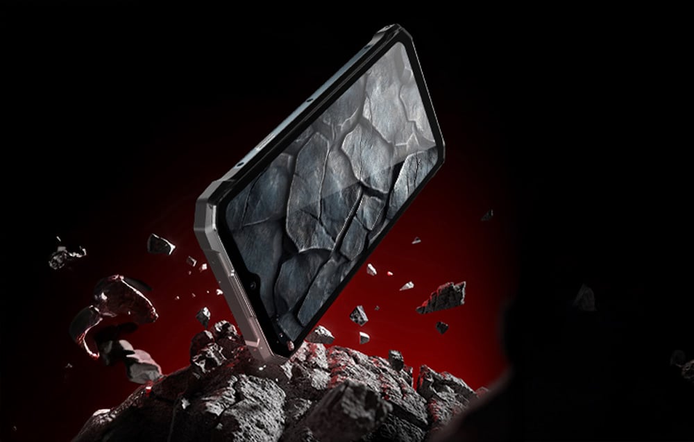 Smartphone falling on a rock, demonstrating its durability